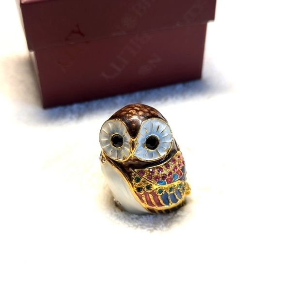 NIB Nobility Baby Barn Owl Miniature Trinket Box - Picture 1 of 11
